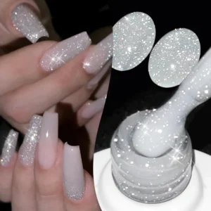 BORN PRETTY 10ml Reflective Glitter Gel Nail Polish Milky White Sheer Sparking