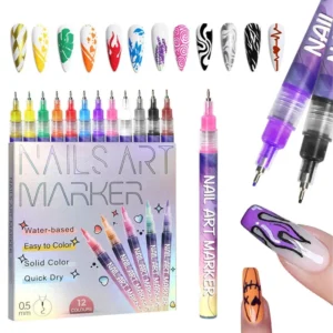 12Pcs/Set Nail Acrylic Graffiti Pen 12 Color Nail Marker